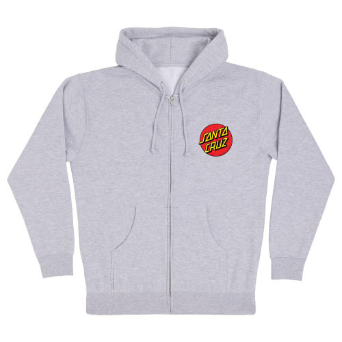 Santa Cruz Classic Dot Zip Hooded Heavyweight Sweatshirt Grey Hthr Mens