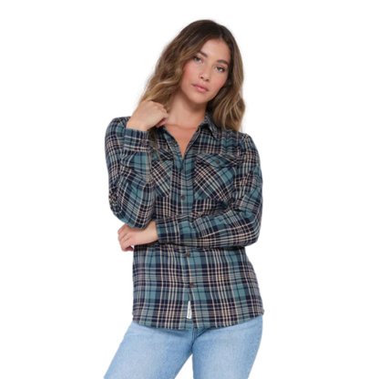 Slaty Crew Long Haul Flannel Women's Green