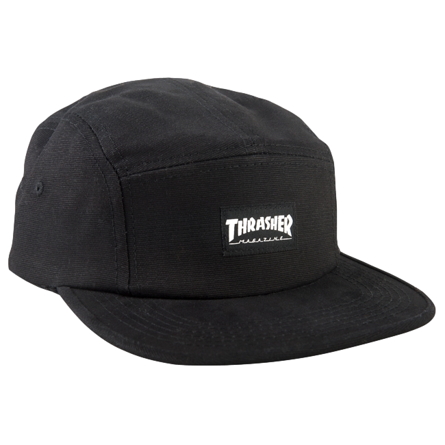 Thrasher 5 Panel Black Adjustable Hat